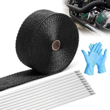 BARTOO 2" x 50' Black Exhaust Heat Wrap Roll for Motorcycle Cars Heat Shield ...