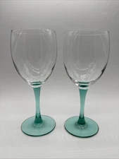 Luminarc Set Of 2 Aqua Teal Wine Glasses