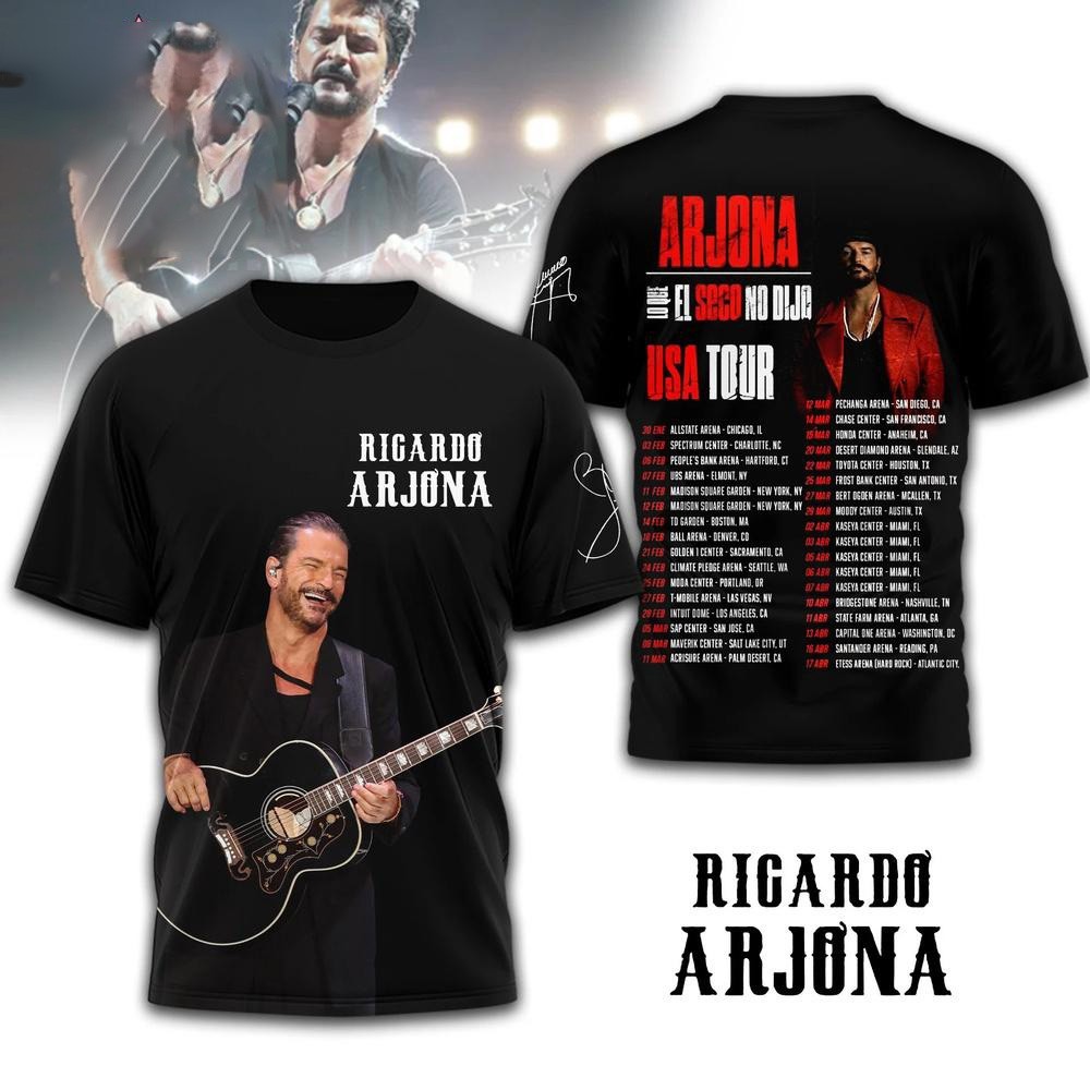 Ricardo Arjona 2026 USA Tour Shirt Tour Concert Size S to 5XL
