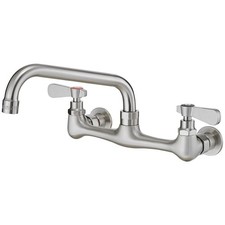 Wall Mount Kitchen Faucet 8" Center Brushed Nickel 360 Degree Swivel Spout