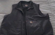 Carhartt Men's Lined Full Zip Stand-Up Collar Vest Gray 2XL Mid-Length Workwear