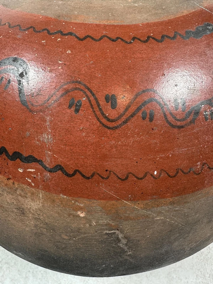Olla mexicana Olla cerámica artesanal rústica de mediados de siglo de colección  Foto 4 de 4