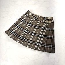 Burberry Blue Label Nova Check Pleated Mini Skirt Size 36 Japan Women's