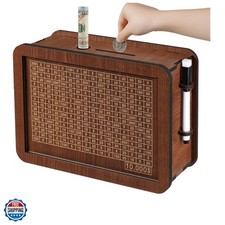 Wooden Cash Money Saving Box,Piggy Bank for Kids  Adults,10000 Savings Chall...