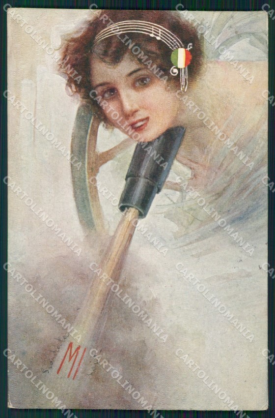 Militari WWI Propaganda Artiglieria Musica Italiana Pizzolato cartolina XF0461