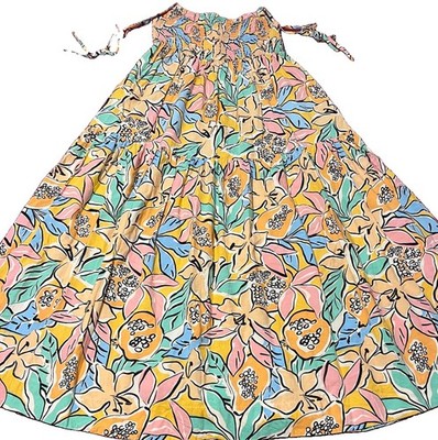 ASTR The Label Marlene Floral Print Smocked Sleeveless Maxi Dress Size Medium