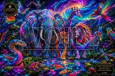 Colorful Wildlife Universe, Neon Rainbow Animals & Cosmic Jungle Digital Art