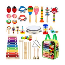 Kids Musical Instruments, 33Pcs 18 Types Wooden Percussion Inst... USA Fast Ship