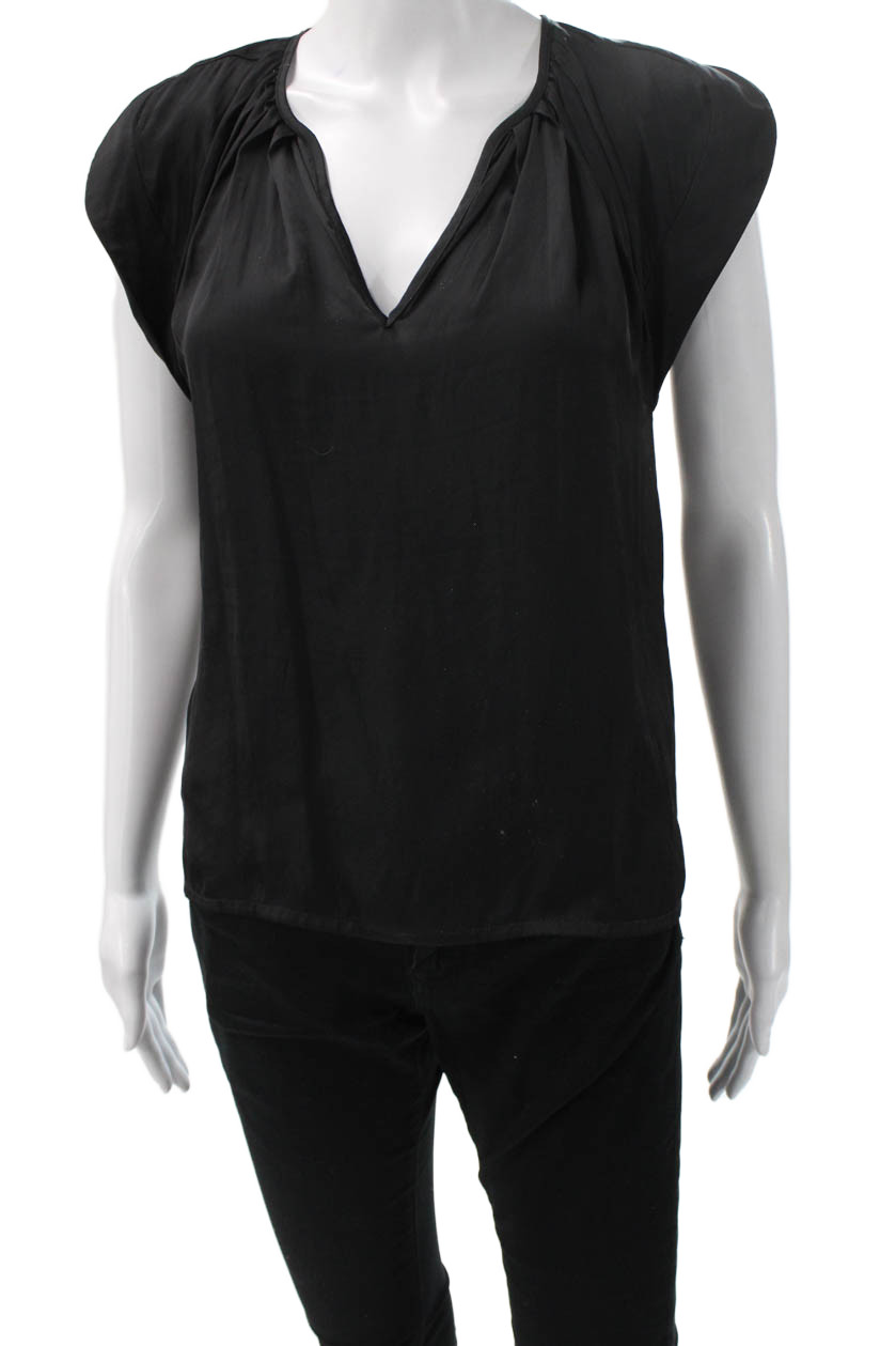 Ulla Johnson Womens Basic Black V Neck Sleeveless… - image 1