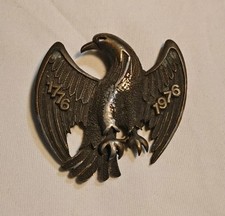 Vtg Brass Metal Eagle 3D Belt Buckle 1776 1976 American Bicentennial