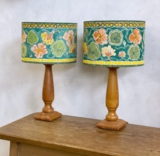 Hand Painted Lampshades / Table Lamps / Bloomsbury Style 1930s / Bedside Wooden