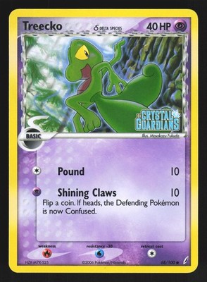 Treecko (Delta Species) Crystal Guardians 68/100 Reverse Holo NM
