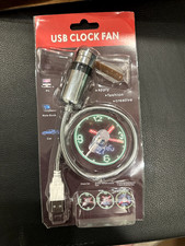 USB LED Clock Fan Flexible Gooseneck Desktop Cooling Gadget Laptop PC Display