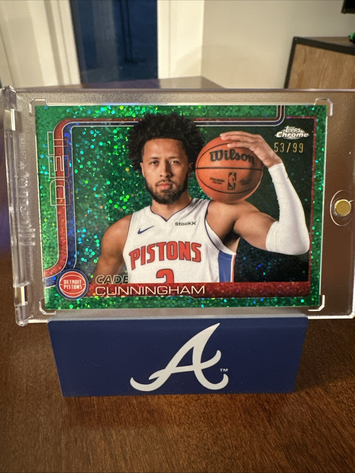 Cade Cunningham 2025 Topps Chrome #88 Green Speckle Image Variation SP 53/99