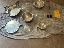 Vintage Guardian Service  cookware set with glass lids, handle and side holders