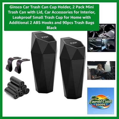 Car Trash Can Cup Holder, 2 Pack Mini Trash Can with Lid, Car Accessories for...