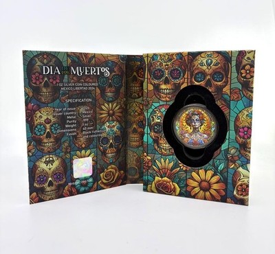 2024 Mexico Dia de los Muertos Catrinas 1 oz Silver Coin Multicolor 