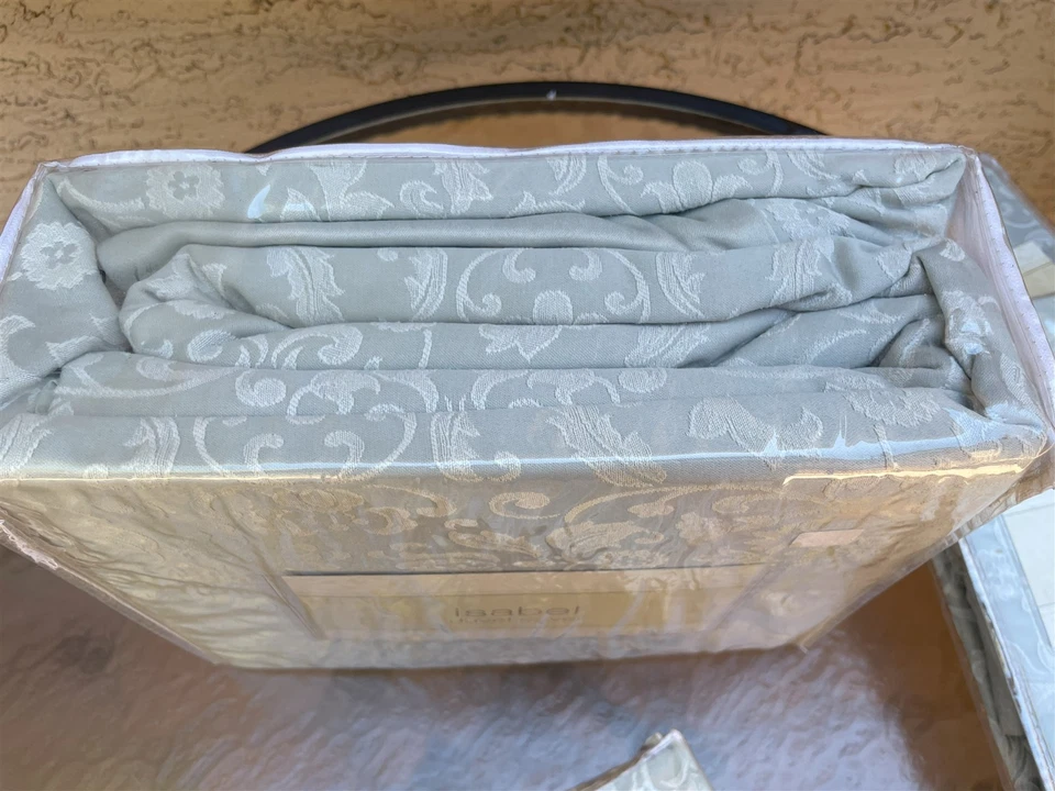 Isabel Seafoam Damask Luxe Full/Queen 7pc Set ~ Duvet Cover, 3 Shams, 3 Pillows - Image 4 of 4