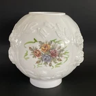 Vintage 8.5” Solid White Milk Glass Ball Globe Hurricane Lamp Shade 4” Fitter