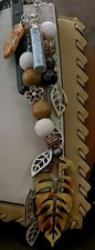 Bohemian Floral Leaf Purse Charm Keychain Lanyard Brown Yellow Silver Handmade