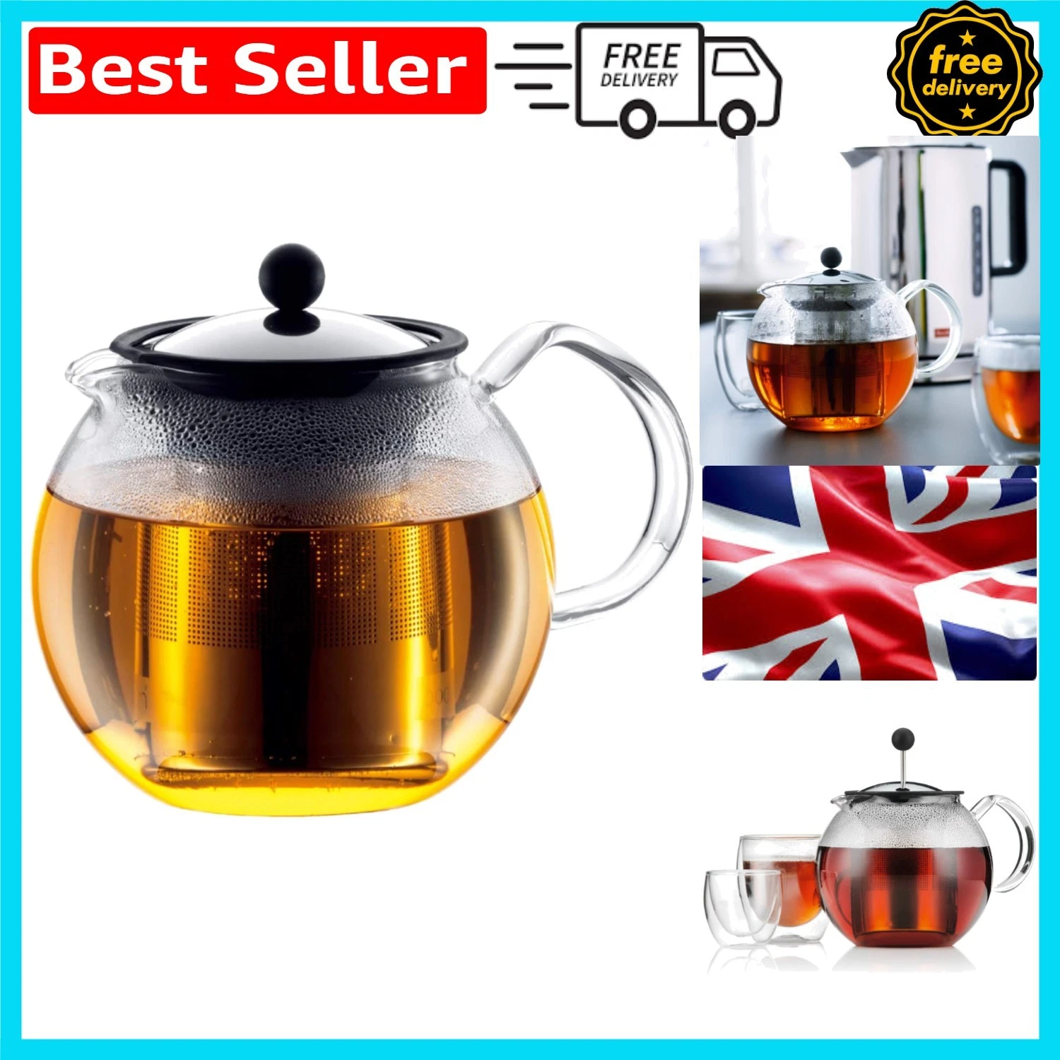Sleek Assam Tea Press 1.0L with Silicone Infuser - Perfect for Loose Leaf Tea