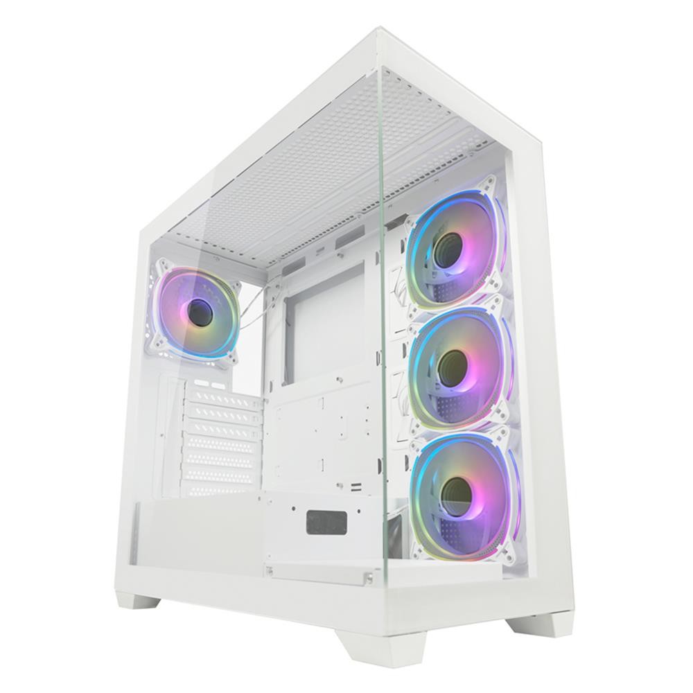 LC-Power Gaming 715W Seamless Pale X ATX Gaming-Gehäuse Midi Tower Hartglas weiß