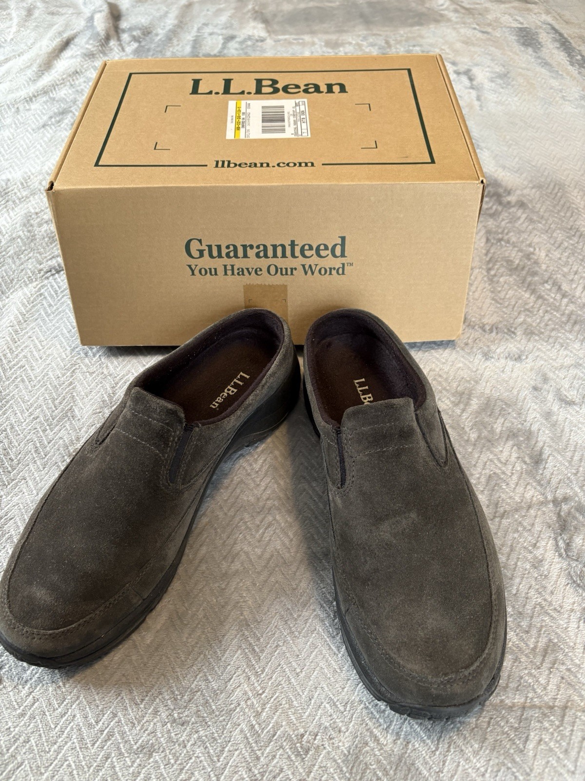 LL Bean Womens sz 10 suede Slip on clog mule shoes comfort Gray Casual