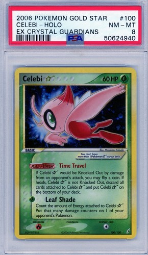 Pokemon Gold Star Celebi Holo EX Crystal Guardians #100 PSA 8 NM