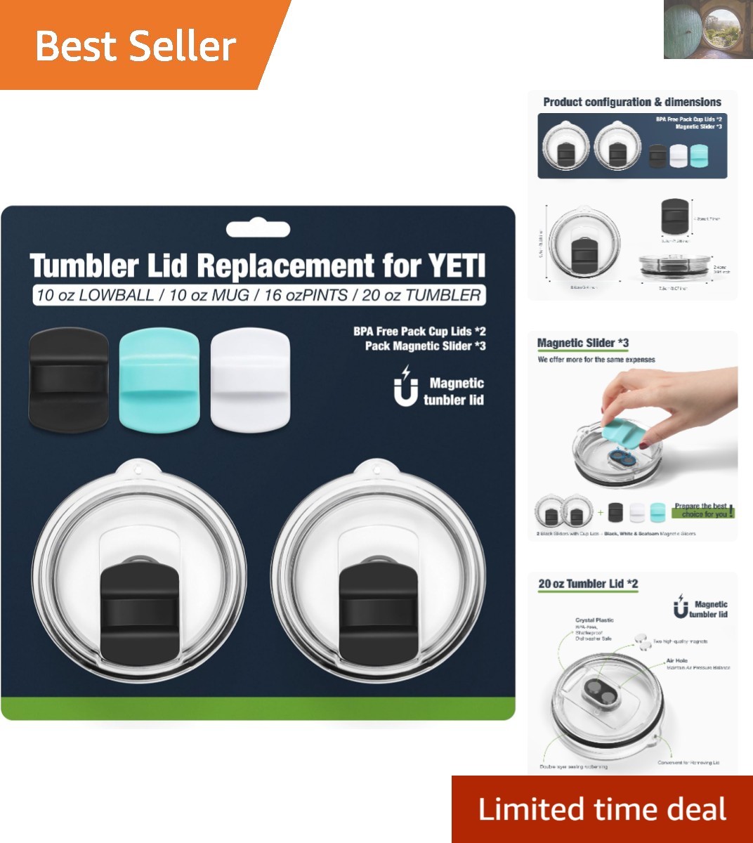 YETI 20 oz Tumbler Lid Set with Magnetic Seal BPA Free