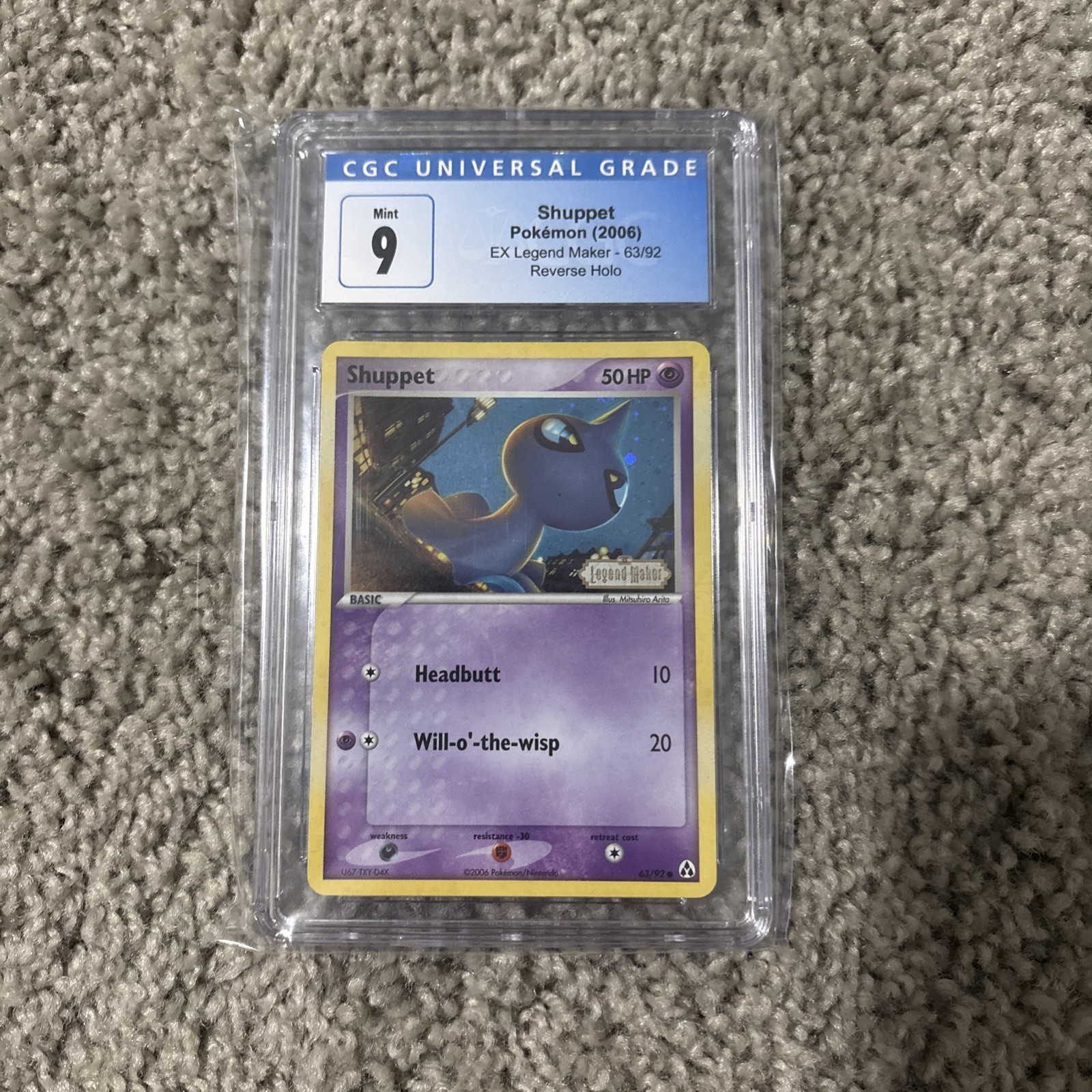 2006 Pokemon Ex Legend Maker #63/92 Shuppet Reverse Holo CGC 9 MINT