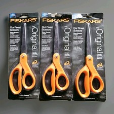 3PK The Original Fiskars Scissors Orange Straight Handled 8" New/other