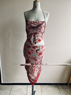 Maendler Vintage 90er Top u Kleid Kombi Paisley Blumen Muster Orientalisch Gr 38