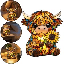 LED 3D Night Lamps Multi-Purpose Sunflower Highland Cow Table Lamp Decor