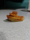 Boyd Vaseline Orange Swirl Slag Glass Teddy Tugboat Boat Glows!!! — photo 3