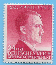 Germany Third Reich 1943 Poland Hitler 24+1zl Stamp MNH WW2 ERA Sc# NB26    #50