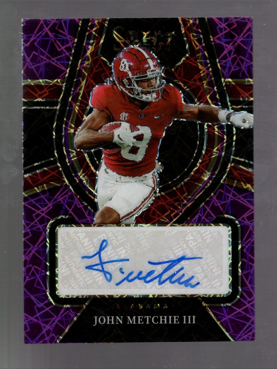 John Metchie Panini Select Draft Picks Rookie Signatures #RSJME Purple Lazer