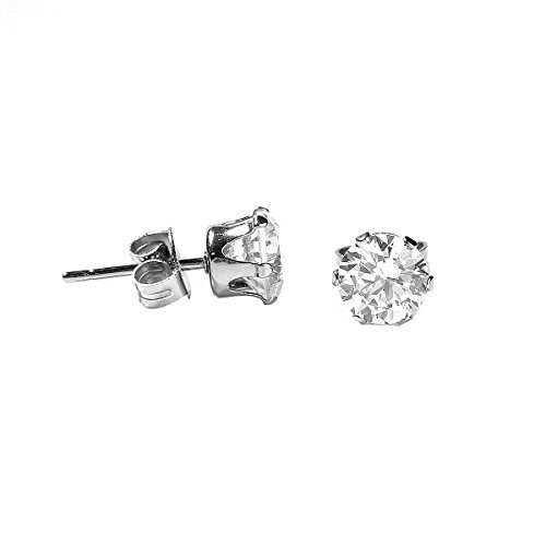 Sexy Sparkles Women's Stainless Steel Round Clear Cubic Zirconia Stud Earring 6m