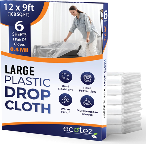 6 Pack 12 X 9 Ft Extra Large Painter'S Drop Cloth - Light & Durable Dust Cover - - Picture 10 of 12