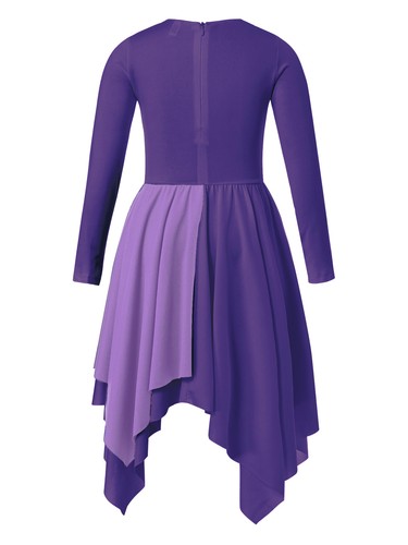 Girls Metallic Liturgical Worship Long Sleeve Praise Dance Robe Dress Costumes - Picture 32 of 87