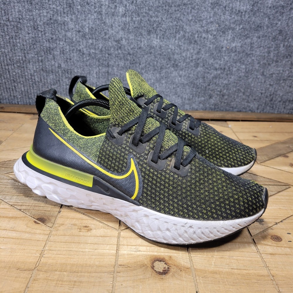 Nike Mens React Infinity Run Flyknit Running Shoes Black Sonic Yellow Size 12 CD4371-013  