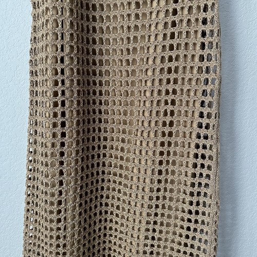 New Zara Long Crochet Knit Gold Tan Dress with Metallic Detail 4331/043 Medium - Picture 10 of 12