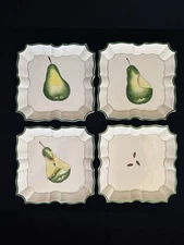Set of 4 Italian Ceramic Plates – Signed 1996 “Disappearing Pear” Art Plates
