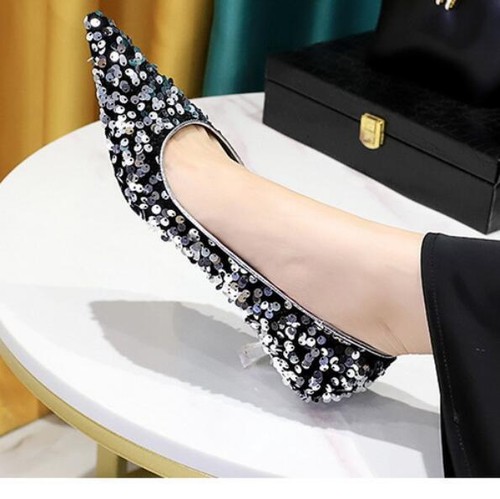 Chic Sparkling Sequins Pointed Toe Pumps High Heels Work Court Women Shoes - Picture 3 of 13