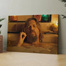 The Big Lebowski The Dude Bathtub Smoking in Bath Canvas Wall Art Print