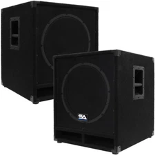 Seismic Audio Pair of Powered 15" Sub Cabs PA DJ PRO Audio Band Active 15" Subs