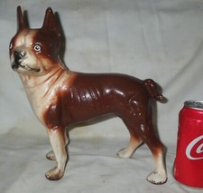 PREMIUM QUALITY "MINT" HUBLEY BROWN CREAM CAST IRON BOSTON TERRIER DOG DOORSTOP
