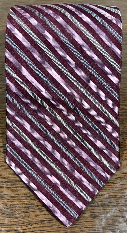 Apt. 9 Дизайнерский галстук - 100% шелк - сделано в США - розовые полоски - Изображение 4 из 4