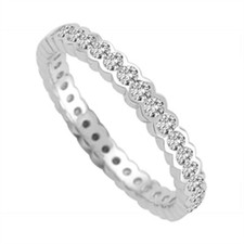 2.00 Ct Round Cut Real Moissanite Wedding Eternity Band 14K White Gold Size 7 8