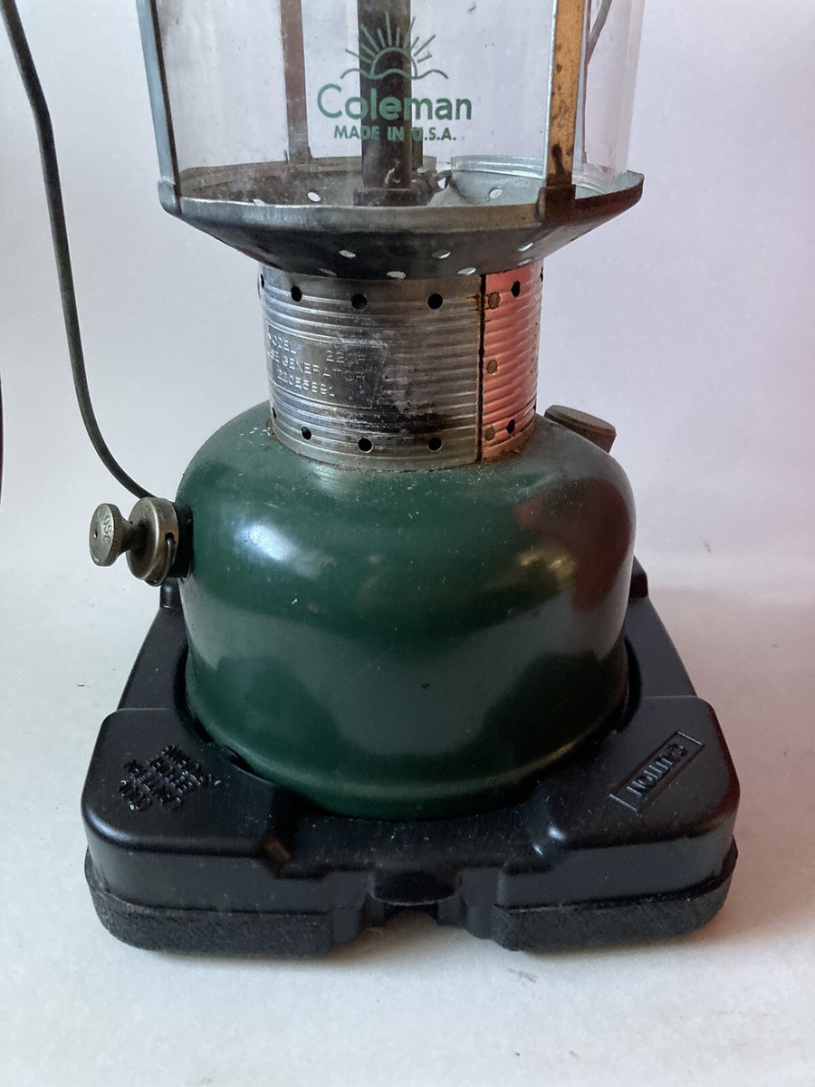 VINTAGE Coleman Model 220F Lantern with Red Plastic Case NO GLOBE
