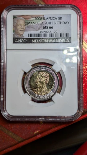 2008 South Africa 5 Rand Nelson Mandela's 90th Birthday Coin NGC MS66 — #3
